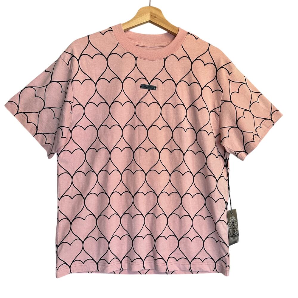 Jaxxon Pink Hearts T-Shirt Cotton Men’s Size Small Streetwear